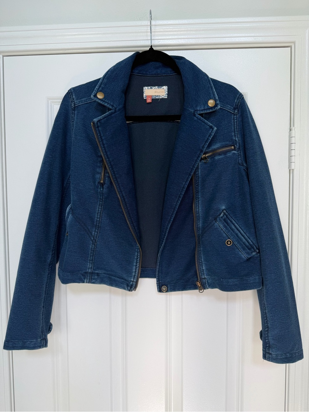 Pilcro Deep Blue Denim Moto Jacket